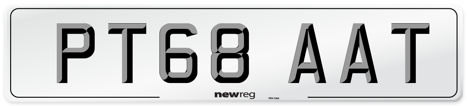 PT68 AAT Number Plate from New Reg